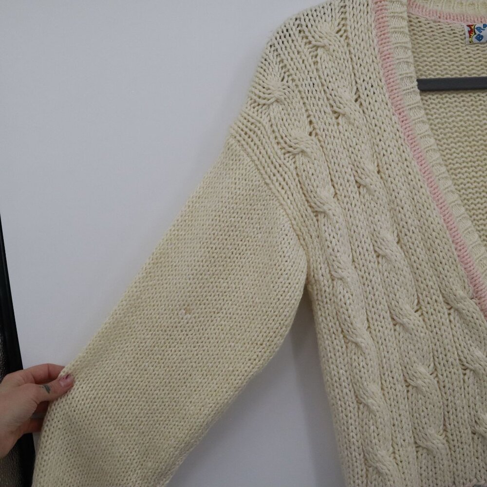 Bravo Cardigan Womens M Cream Fishermancore Soft Girl Kawaii Fairycore Cottage - Picture 11 of 16